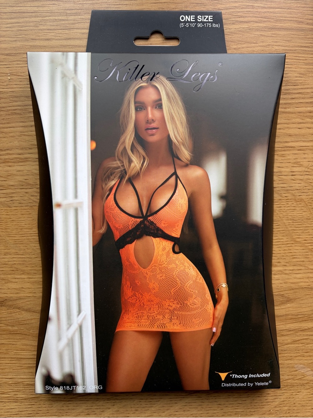 Orange Lace Mini Chemise with Black Trim